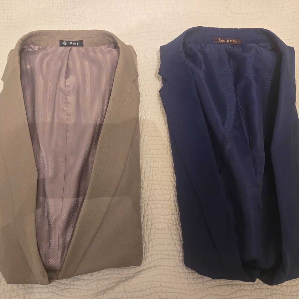 2 P & L Men's Suits & Dress Pants XXL, Cobalt Blue and Tan